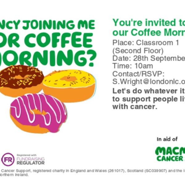 You Are Invited to The Macmillan’s Coffee Morning at LLC